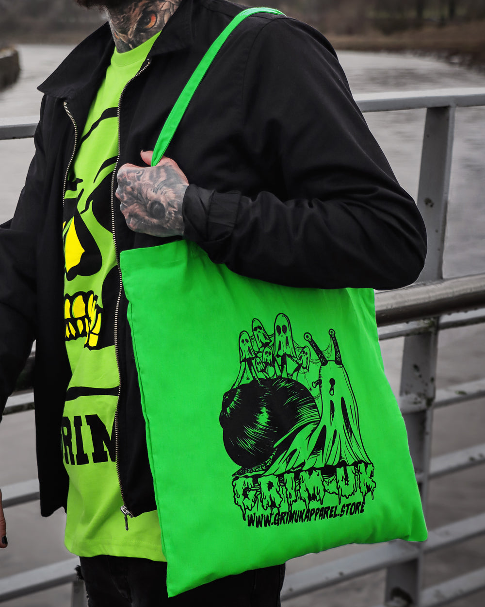 Green Ghost Snail Tote Bag